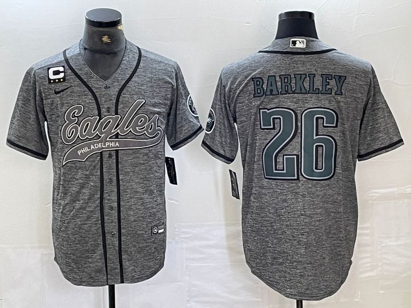 Men Philadelphia Eagles #26 Barkley Grey 2024 Nike Co branded NFL Jersey style 2->philadelphia eagles->NFL Jersey
